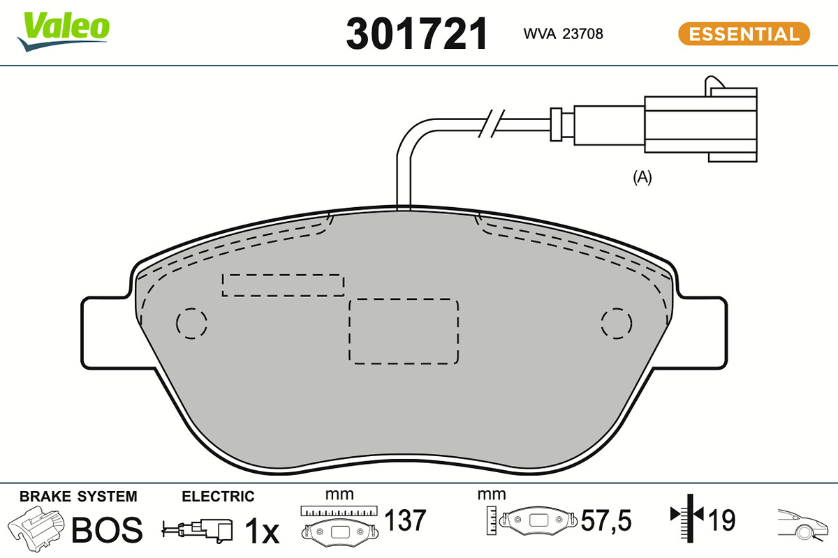 Jeu de 4 plaquettes de frein VALEO ref. 301721